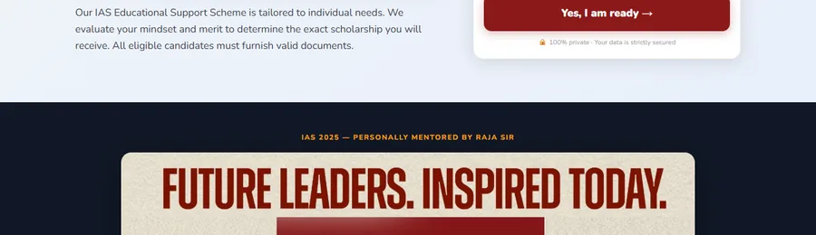 Hall of star toppers testimonial section on the Raja Sir's Cracking IAS Academy website designed by AtherFlow