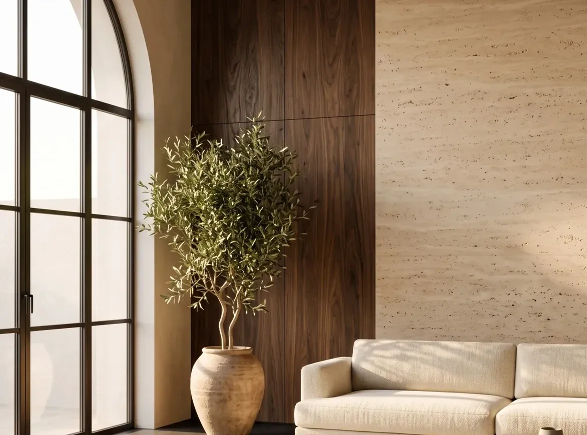 Wide crop of a light filled agency studio room Wide crop of a light filled agency studio room with tall windows and a low sofa, AtherFlow Chennai